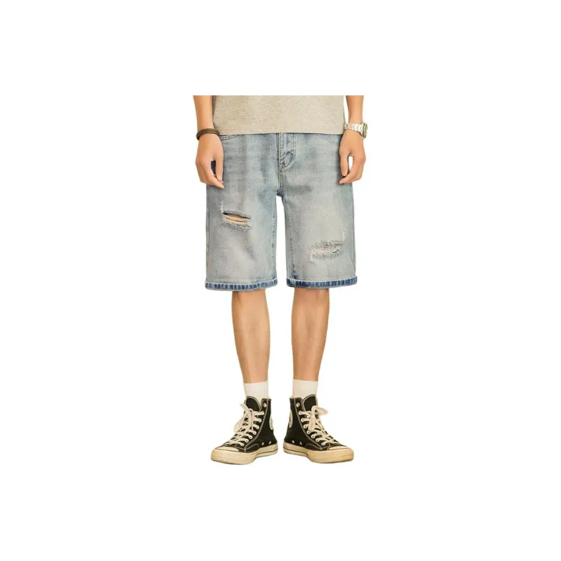 WOOD SOON Denim Shorts Men's Light Blue-0