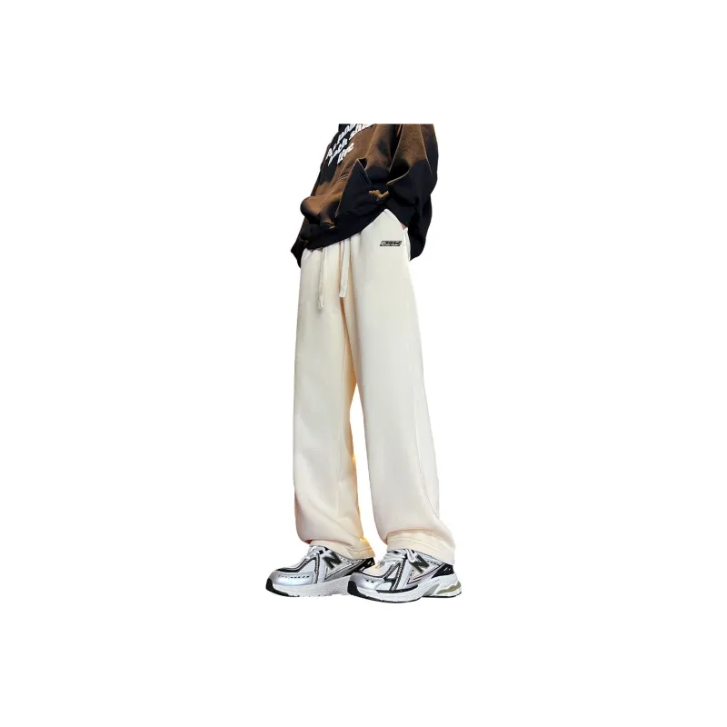 JEANSWEST Casual Pants Unisex Beige Apricot-5