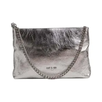Nat & Nin Cow Leather Handbag, Shoulder Bag Regular Women's Silver