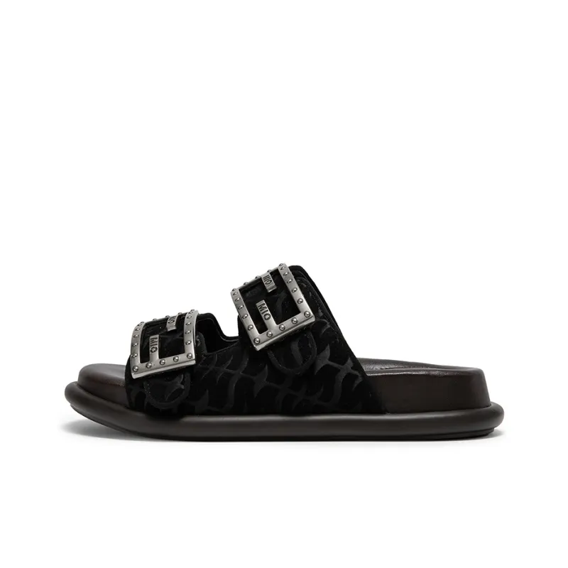 MIO Slide Slippers Women's Black, White-0