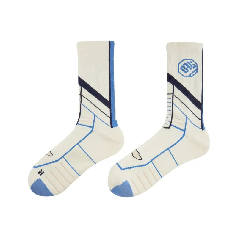 LiNing Basketball Socks Unisex 1 Pack Ecru/Empty Blue-0