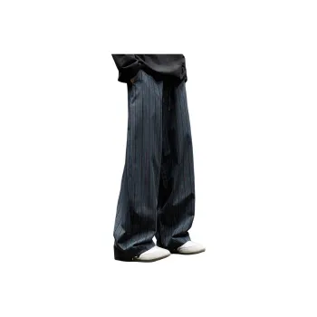 SZON Casual Pants Unisex Black Blue Stripes[Loose Fit, In Stock]