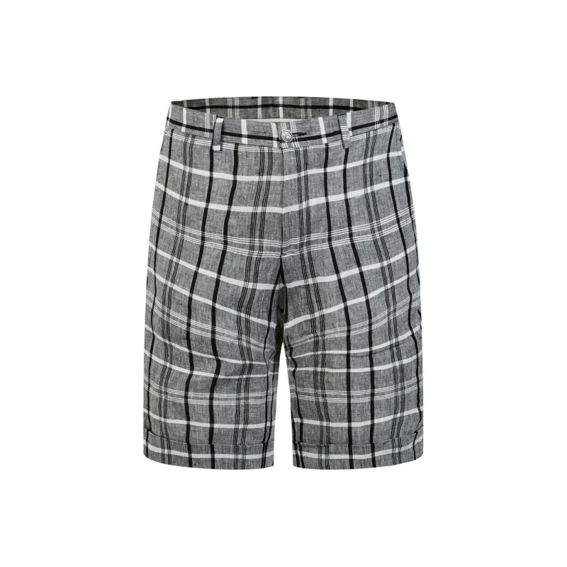 MANGANO Casual Shorts Men Gray Plaid-0