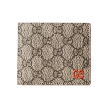 GUCCI GG Supreme Canvas Wallet Men's Beige & Dark Brown