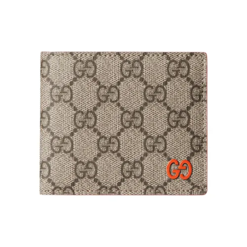 GUCCI GG Supreme Canvas Wallet Men's Beige & Dark Brown