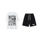 White Top+Black Shorts