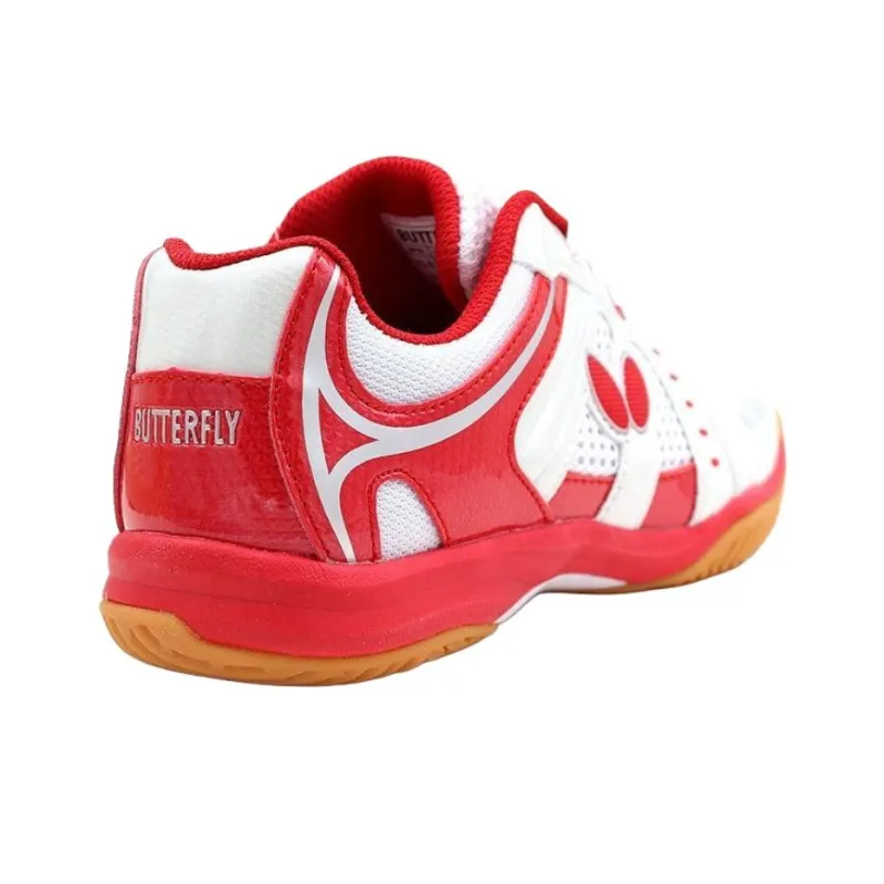 Butterfly Slip Resistant And Abrasion Resistant Functionality Low Top Table Tennis Shoes Unisex White Red-2