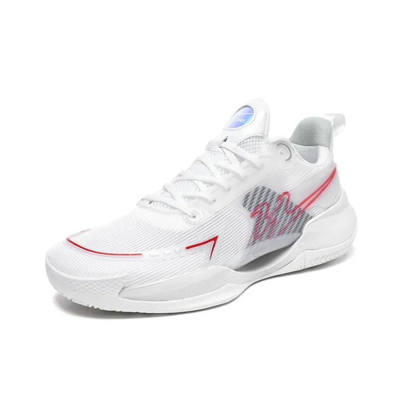 Binary Cushioning Support Abrasion Resistant Breathable Slip Resistant Low Top Basketball Shoes Unisex Original White-1