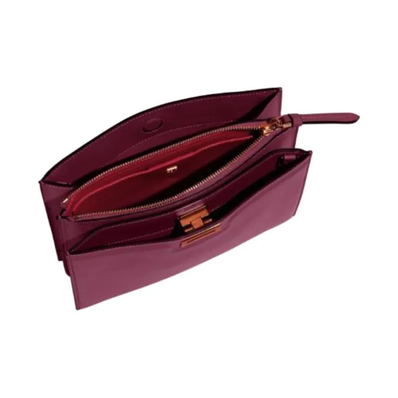 FERRAGAMO Trifolio Calfskin Shoulder Bag Women's Purple-3