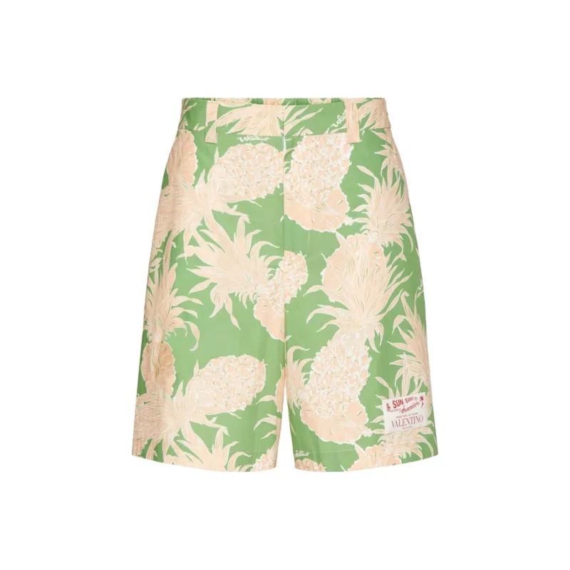 Valentino Garavani Pineapple-print Cotton Bermuda Shorts-0