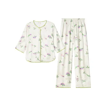 Shanghai Story Pajama Set Women's Floral Grass Color