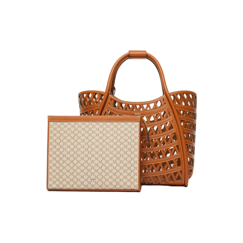 MaxMara Leather Handbag Small Size Women's Light Brown-2