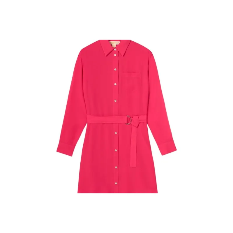 MICHAEL KORS SS25 Long Sleeved Dress Women's Dragon Fruit Red-3