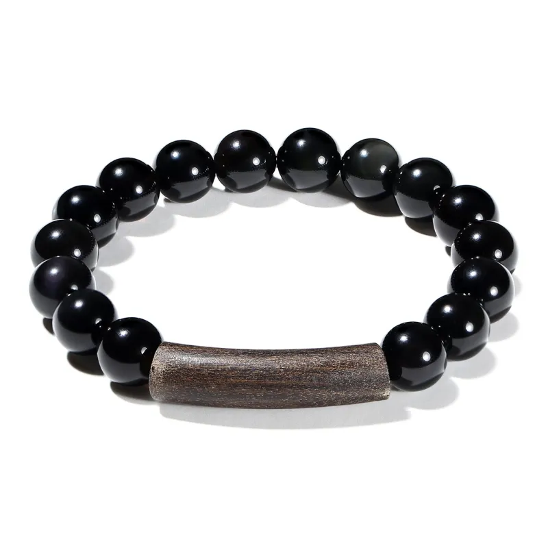 PUTUOSHANWENCHUANG Obsidian Bracelets Unisex-0