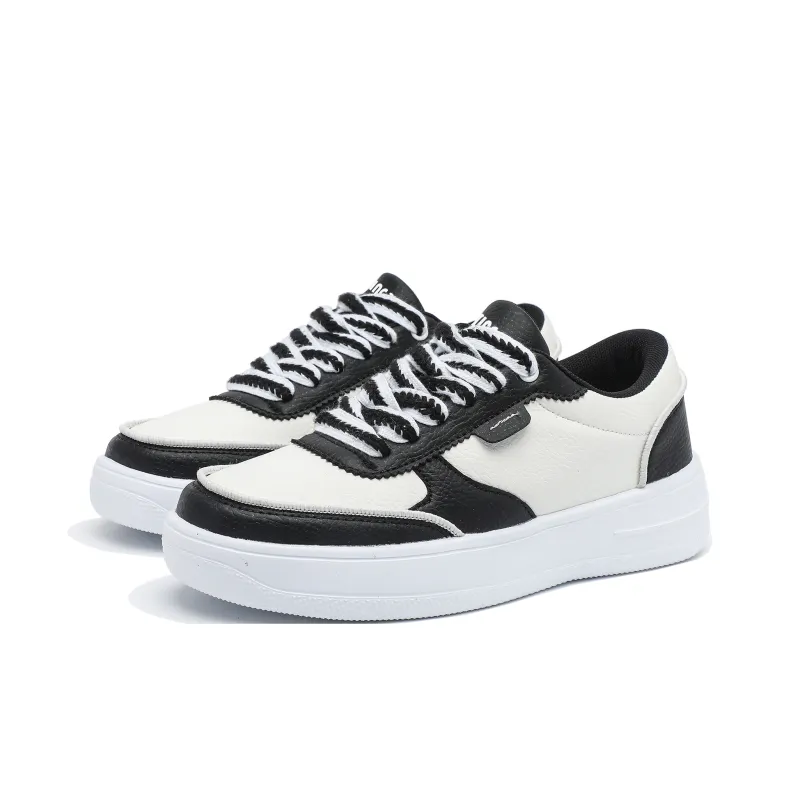 Singing Slip Resistant, Abrasion Resistant, Lightweight Low Top Skateboard Shoes Unisex Black White-2