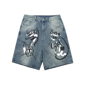 Guuka Casual Shorts Men Denim Blue