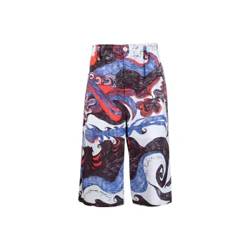 Lemaire Painterly print Cotton Bermuda Shorts
