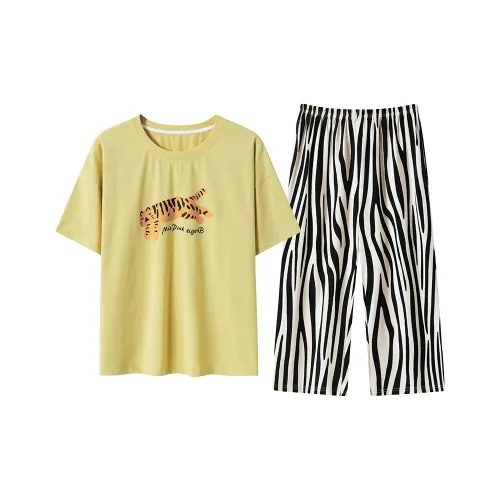 FENTENGCARE Pajama Set Women's Yellow Green