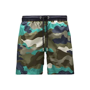 Moncler SS22 Casual Shorts Men Blue Camouflage