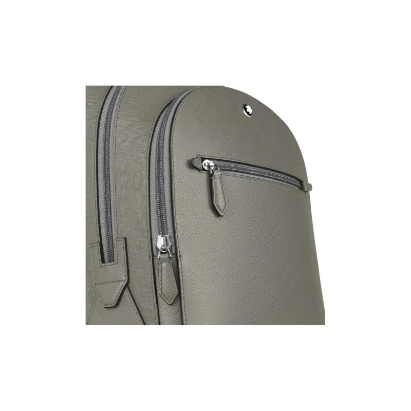 MONTBLANC Leather Backpack Medium Size Unisex Medium Gray-6