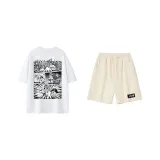 White Top+Apricot Shorts