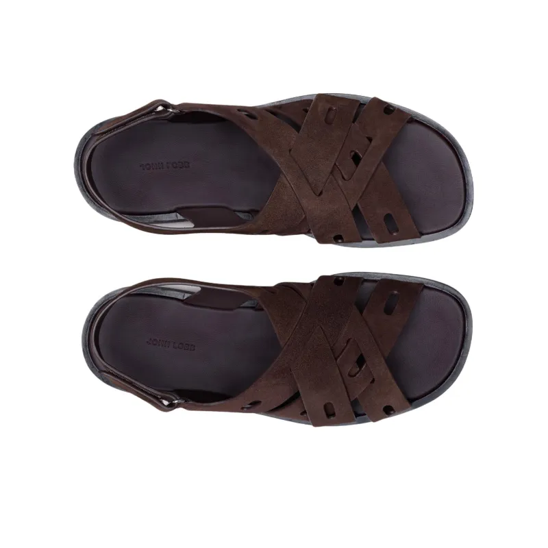 JOHN LOBB Seaford One Strap Sandals Men's Dark Brown-3