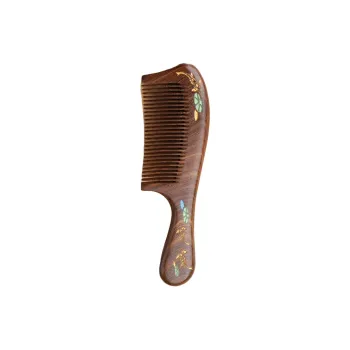Gentle Welcome Natural Black Gold Sandalwood Comb Static Free Thickened Painted Massage Scalp Meridian Hair Care