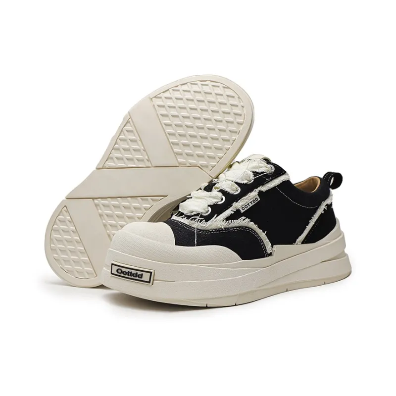 Hip Speed Abrasion Resistant Height Increasing Low Top Canvas Shoes Unisex-4