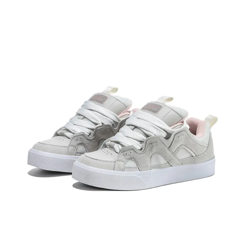 FERW Peach Whispers, White Peach Pink Abrasion Resistant Low Top Skateboard Shoes Unisex Pink-1
