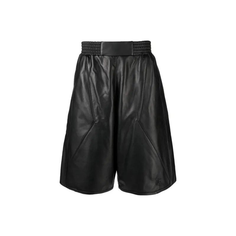 BALMAIN Knee-Length Leather Shorts-0