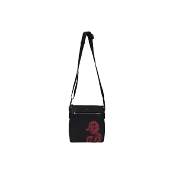 MONTBLANC Cross Grain Cow Leather Lightweight Shoulder Bag, Crossbody Bag Small Size Men's Black
