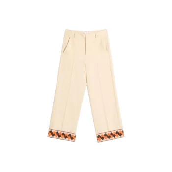 Valentino Pleat Detailed Jacquard Trim Trousers