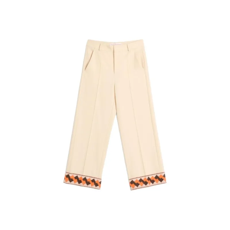 Valentino Pleat Detailed Jacquard Trim Trousers-0