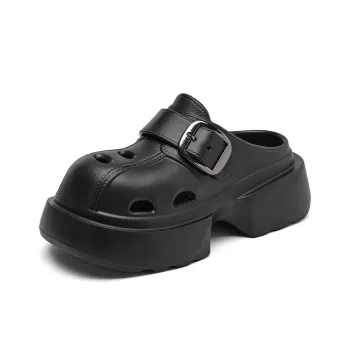 La Chapelle Ink Dyed Dark Black Commuter Sandal, Fashion Elegance Soft Sole Clogs Women's Black