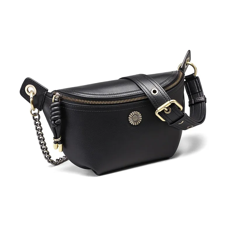 PT'SON Cow Leather Saddle Bag, Shoulder Bag, Crossbody Bag Regular Women's Black-6