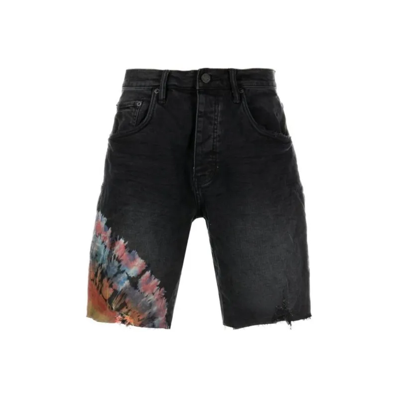 PURPLE-BRAND Tie-dye Print Denim Shorts-0