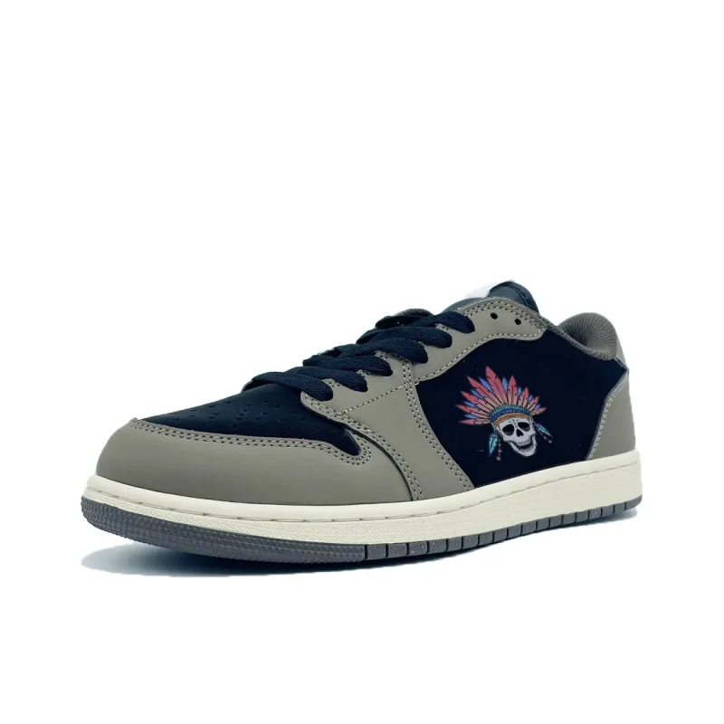 PAIN OR PLEASURE Low Top Skateboard Shoes Unisex Black Gray-2