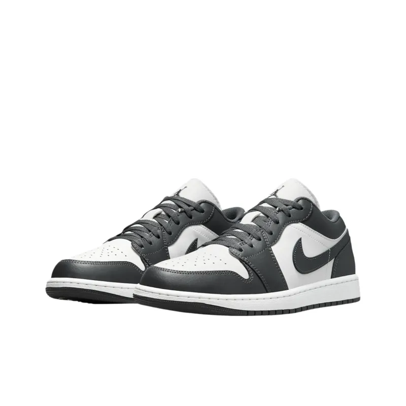 Jordan Air Jordan 1 Anti Slip Wear Resistant Low Top Vintage Basketball Shoes Unisex Gray White-2