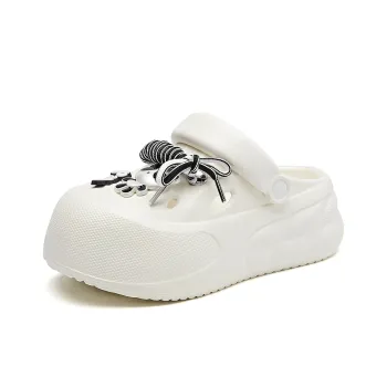La Chapelle Cloud Soft White Elastic Lightweight Puff Shoes, Abrasion Resistant Slip Resistant Clogs Women's White