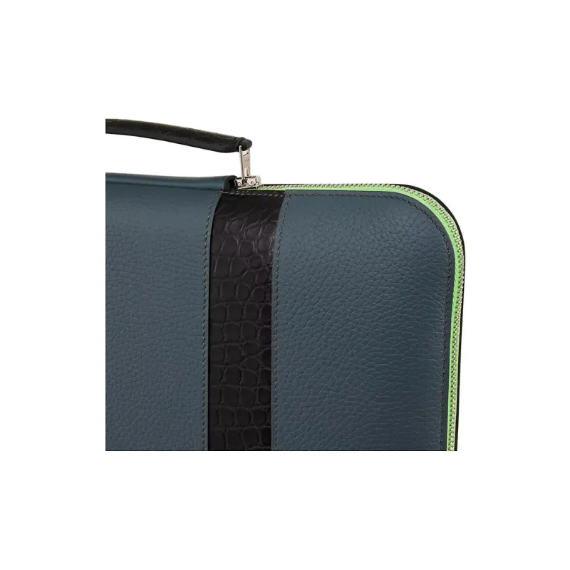 HERMES BRIEFCASE Taurillon Leather With Crocodile Leather Briefcase Men's 16 Taupe Squirrel Gray-3