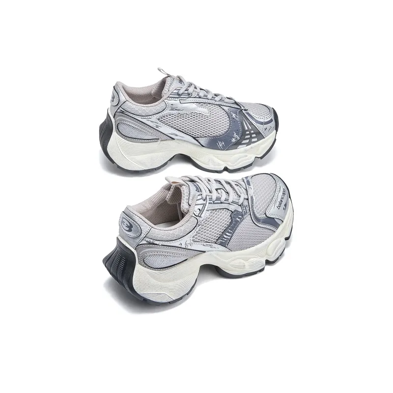 La Chapelle Slip Resistant, Abrasion Resistant, Lightweight Low Top Chunky Sneakers Women's Gray-4