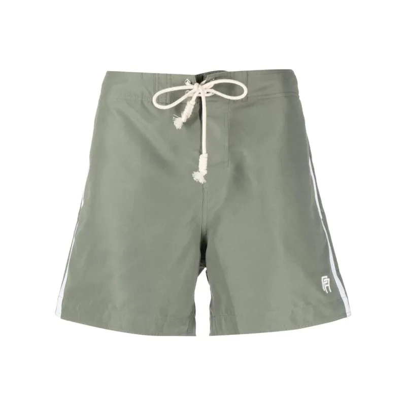 PALM ANGELS Logo embroidered Side Stripe Swim Shorts-0