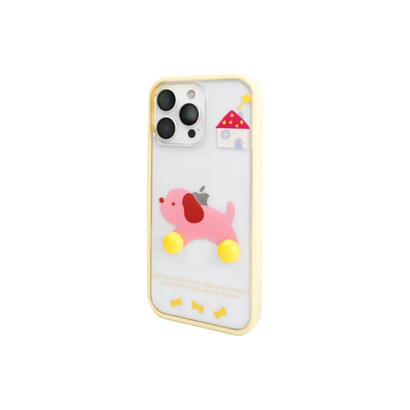Sopi Acrylic Material Yellow Frame Pink Dachshund Phone Cases Compatible With IPhone 16/15 Pro Max/Apple 13/14 Pro/Max-2
