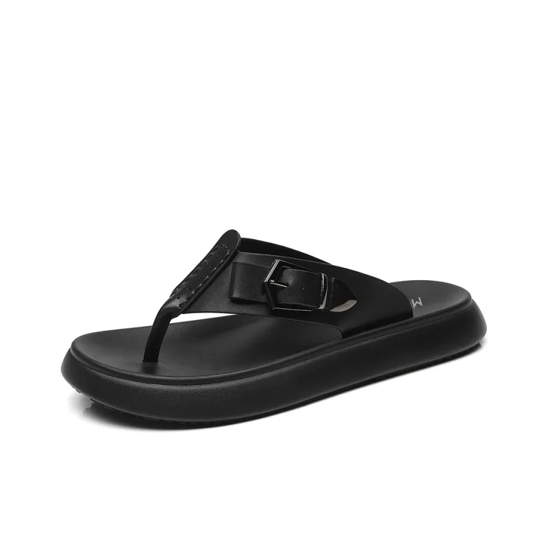 Mulinsen Abrasion Resistant Slip Resistant Flip Flops Men's Black-1