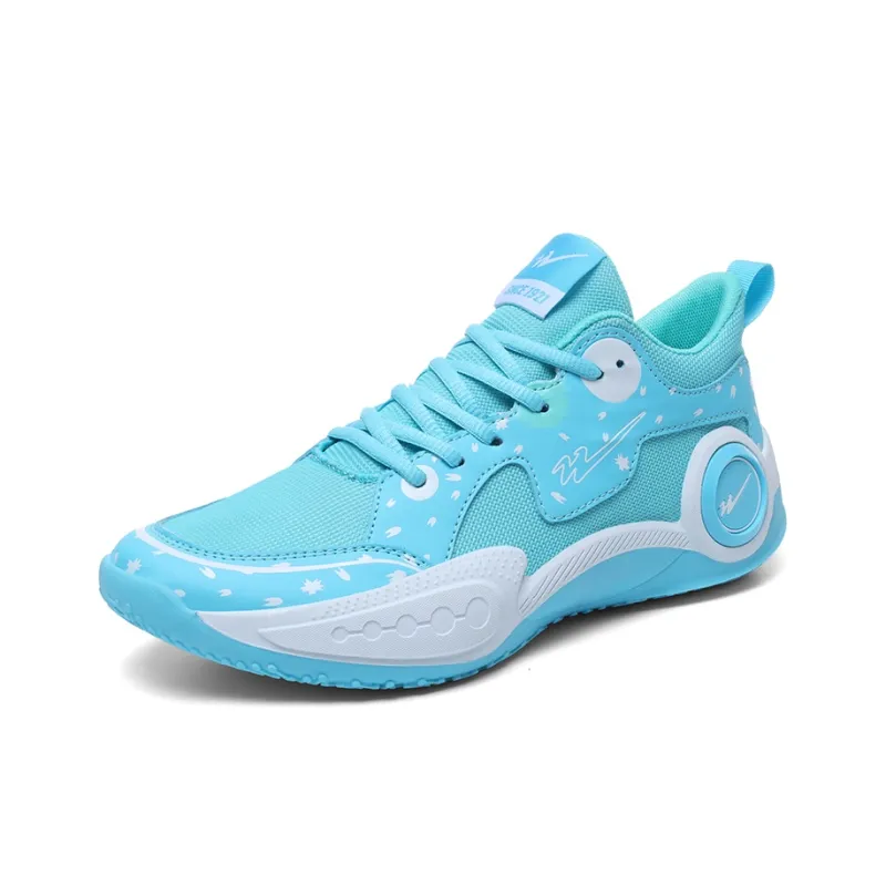 Binary Cushioning Abrasion Resistant Breathable Slip Resistant Low Top Basketball Shoes Unisex Aqua-1