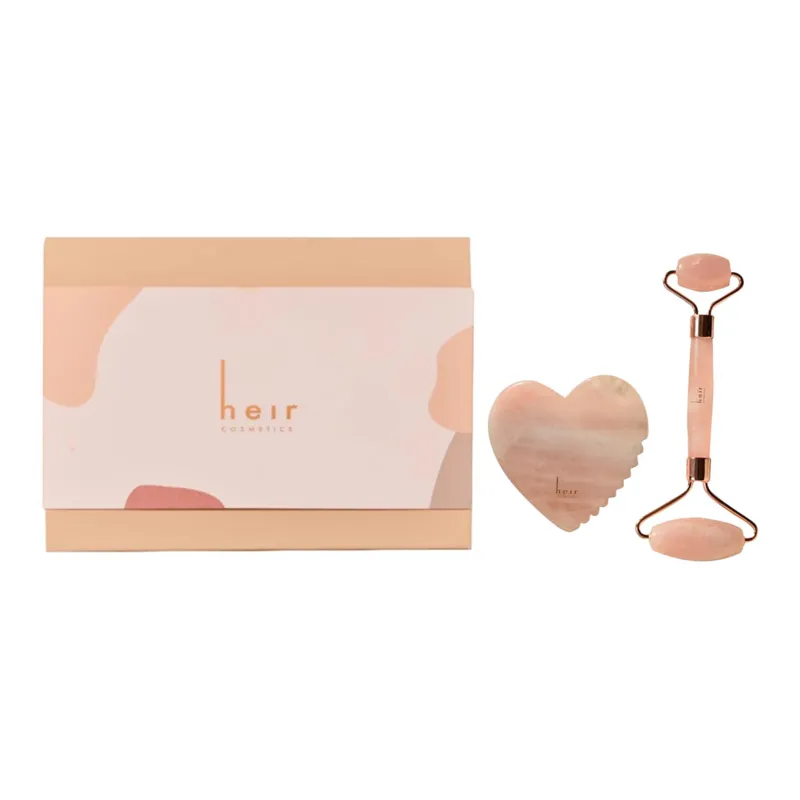 Heir Pink Crystal Face Massage Set Lifting Wheel+Gua Sha Board-0