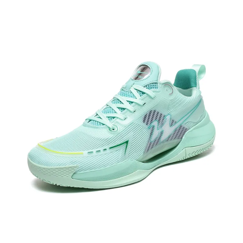 Binary Cushioning Support Abrasion Resistant Breathable Slip Resistant Low Top Basketball Shoes Unisex Ice Green-1