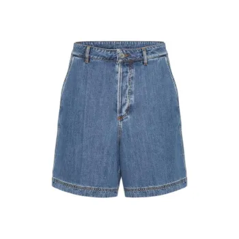 Valentino VGold Logo Patch Denim Shorts