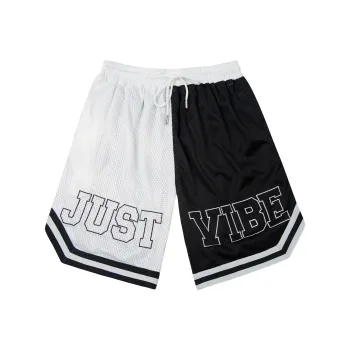JUST VIBE Basketball Shorts Unisex Black White