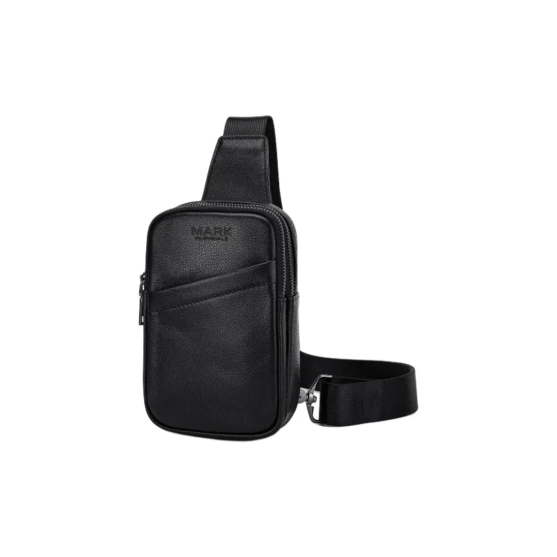 FAIRWHALE Cow Leather Sling Bag Men's Black-1